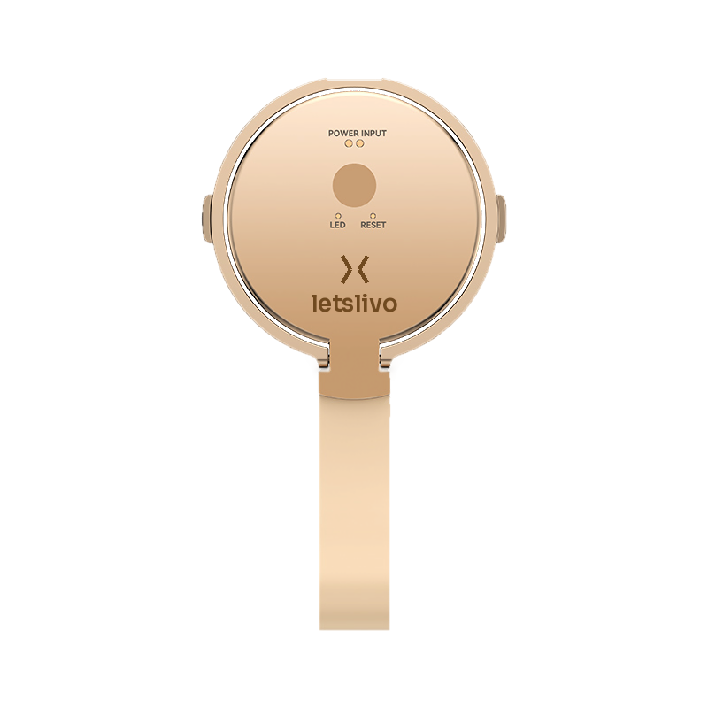 LETSLIVO One Champagne Gold attached to a phone